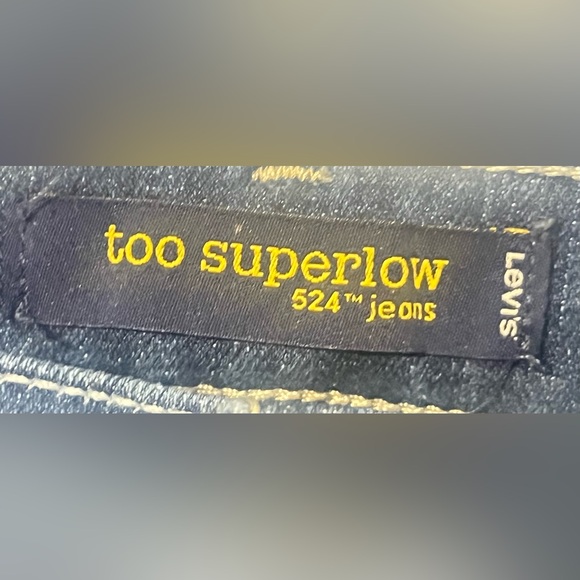 Y2K Women’s Levi’s Superlow Rise 524 11 M blue jeans flap pockets distressed - Picture 7 of 7